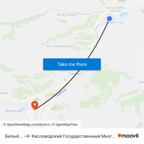 Белый Уголь to Кисловодский Государственный Многопрофильный Техникум map