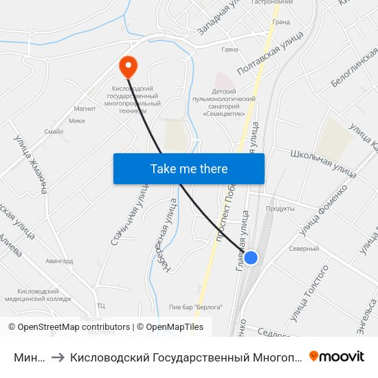 Минутка to Кисловодский Государственный Многопрофильный Техникум map