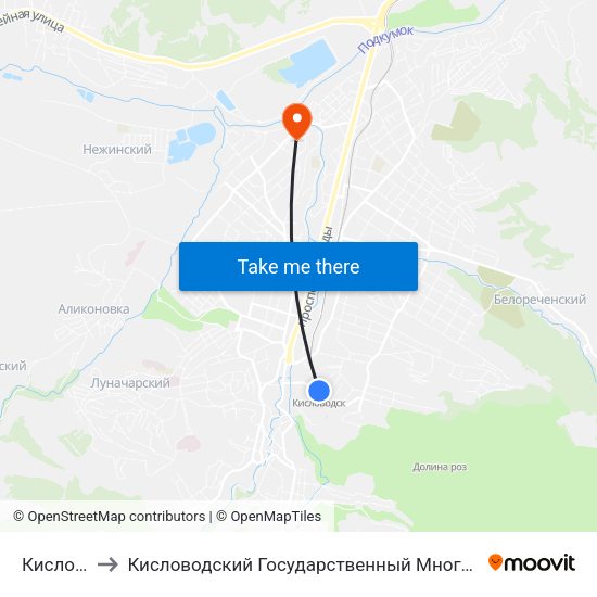 Кисловодск to Кисловодский Государственный Многопрофильный Техникум map