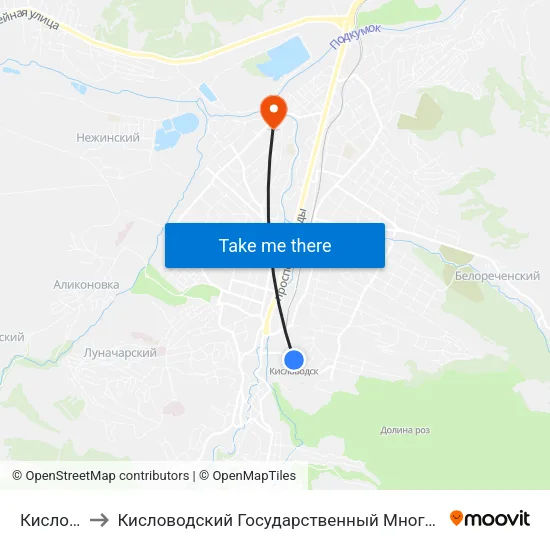 Кисловодск to Кисловодский Государственный Многопрофильный Техникум map