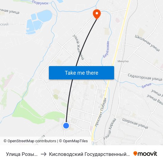 Улица Розы Люксембург to Кисловодский Государственный Многопрофильный Техникум map