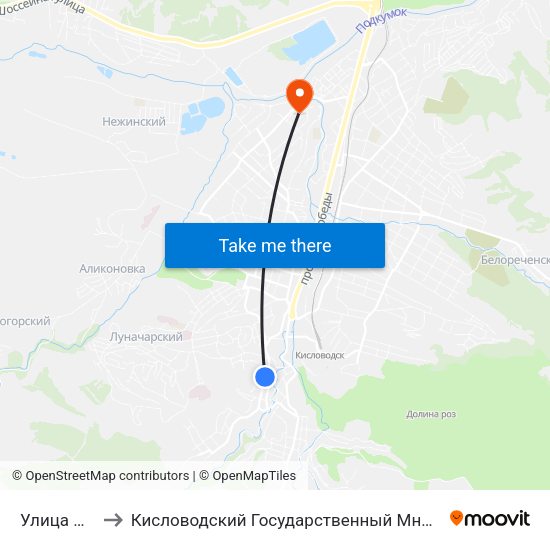 Улица Чкалова to Кисловодский Государственный Многопрофильный Техникум map