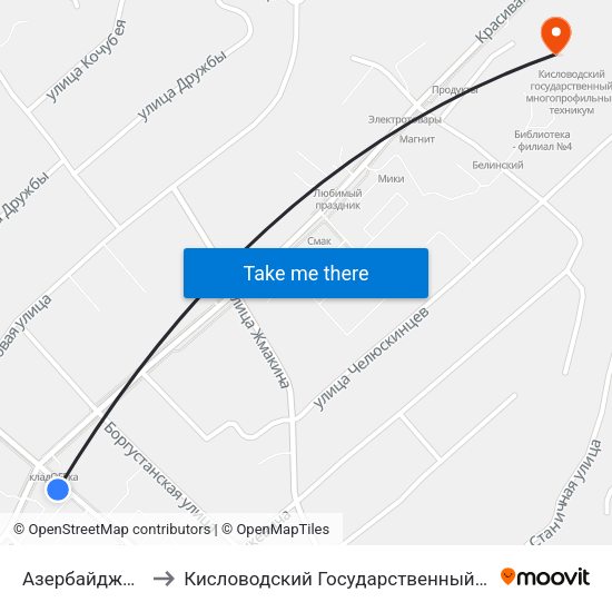 Азербайджанская Улица to Кисловодский Государственный Многопрофильный Техникум map