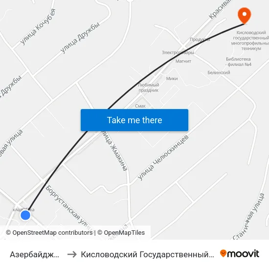 Азербайджанская Улица to Кисловодский Государственный Многопрофильный Техникум map