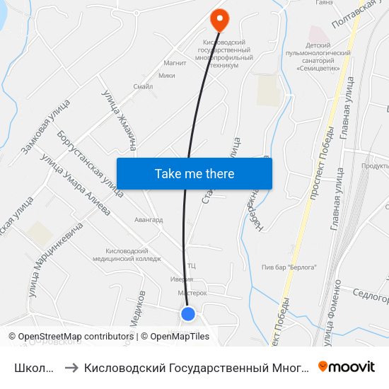 Школа № 16 to Кисловодский Государственный Многопрофильный Техникум map