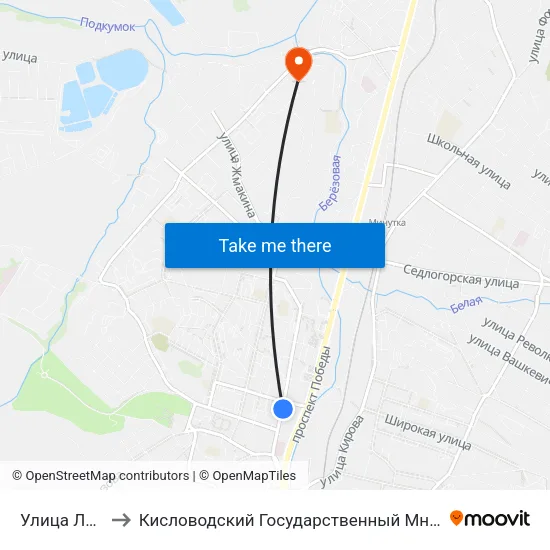 Улица Либкнехта to Кисловодский Государственный Многопрофильный Техникум map