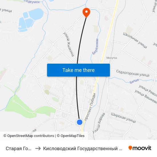 Старая Горбольница to Кисловодский Государственный Многопрофильный Техникум map