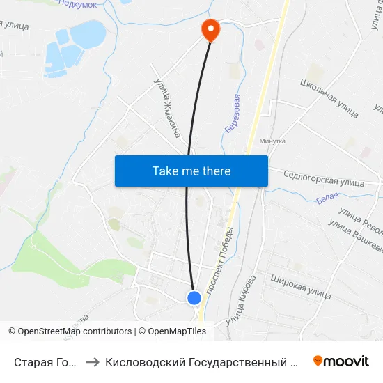 Старая Горбольница to Кисловодский Государственный Многопрофильный Техникум map
