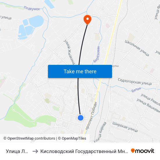 Улица Либкнехта to Кисловодский Государственный Многопрофильный Техникум map