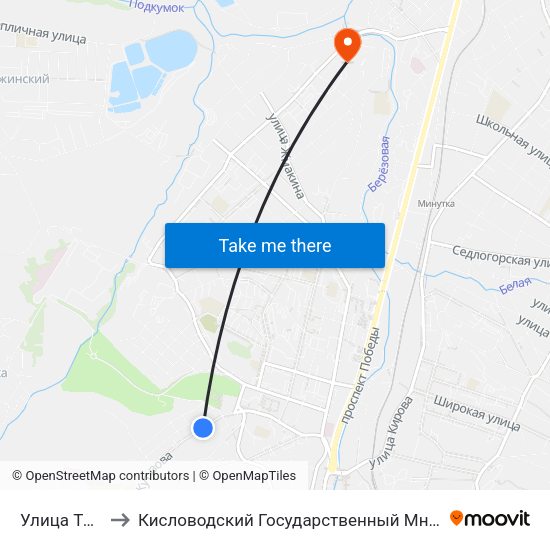 Улица Толбухина to Кисловодский Государственный Многопрофильный Техникум map