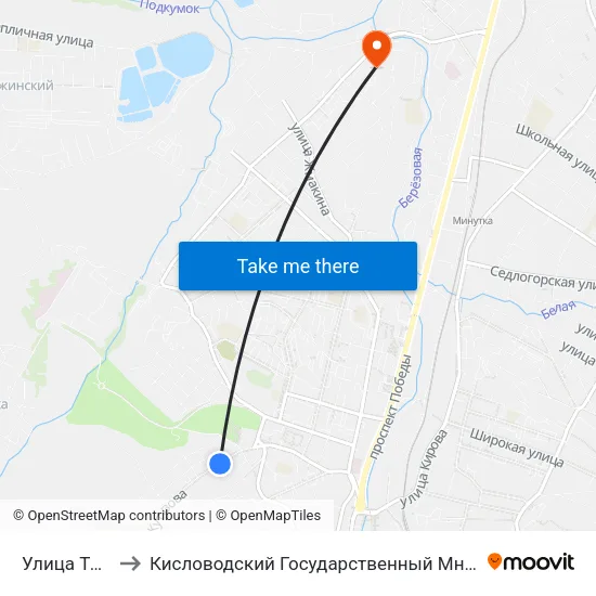 Улица Толбухина to Кисловодский Государственный Многопрофильный Техникум map