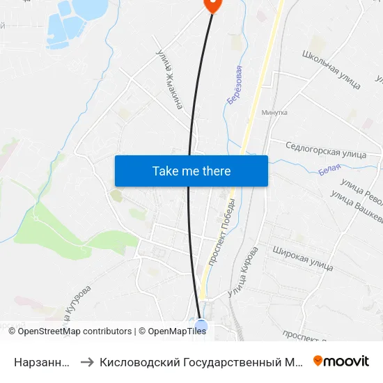 Нарзанные Ванны to Кисловодский Государственный Многопрофильный Техникум map