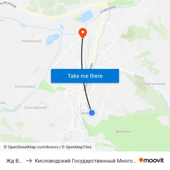Жд Вокзал to Кисловодский Государственный Многопрофильный Техникум map