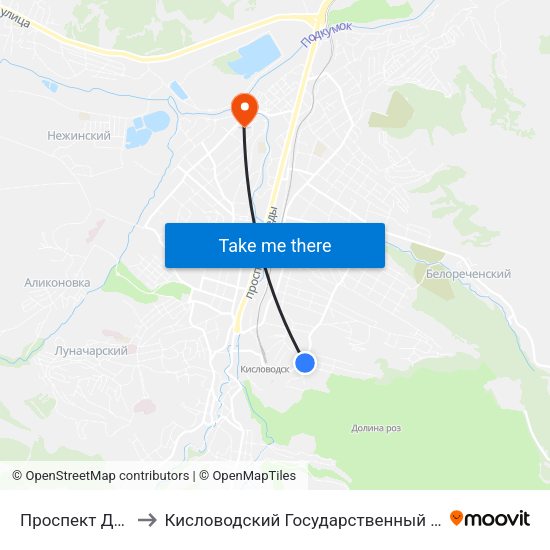 Проспект Дзержинского to Кисловодский Государственный Многопрофильный Техникум map