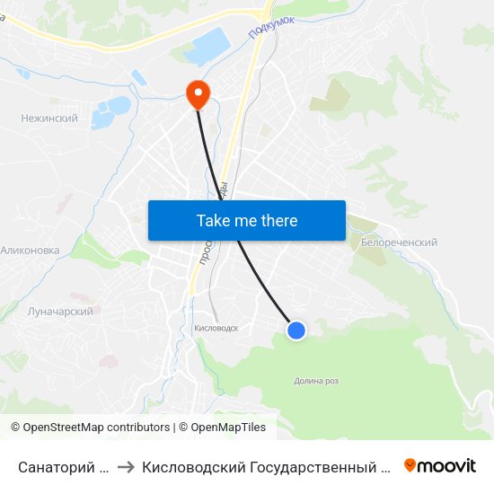 Санаторий Димитрова to Кисловодский Государственный Многопрофильный Техникум map