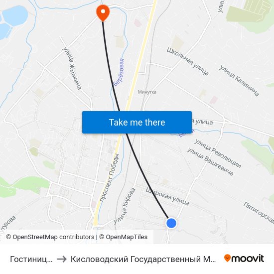Гостиница Кавказ to Кисловодский Государственный Многопрофильный Техникум map