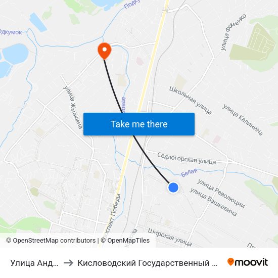 Улица Анджиевского to Кисловодский Государственный Многопрофильный Техникум map