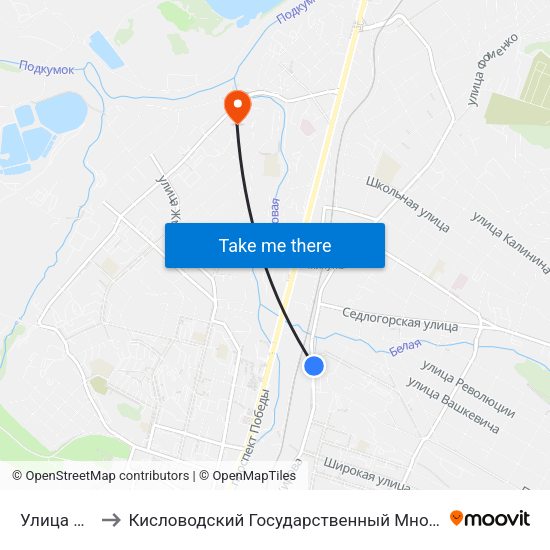 Улица 8 Марта to Кисловодский Государственный Многопрофильный Техникум map