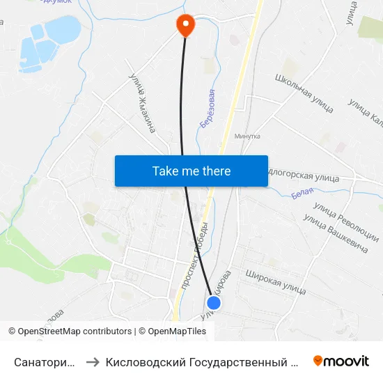 Санаторий Виктория to Кисловодский Государственный Многопрофильный Техникум map