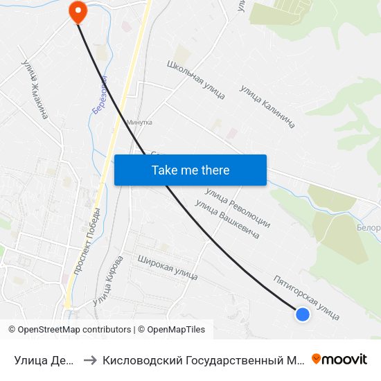 Улица Декабристов to Кисловодский Государственный Многопрофильный Техникум map