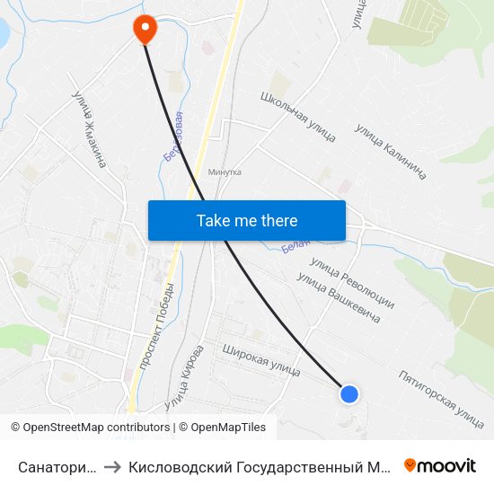Санаторий Россия to Кисловодский Государственный Многопрофильный Техникум map