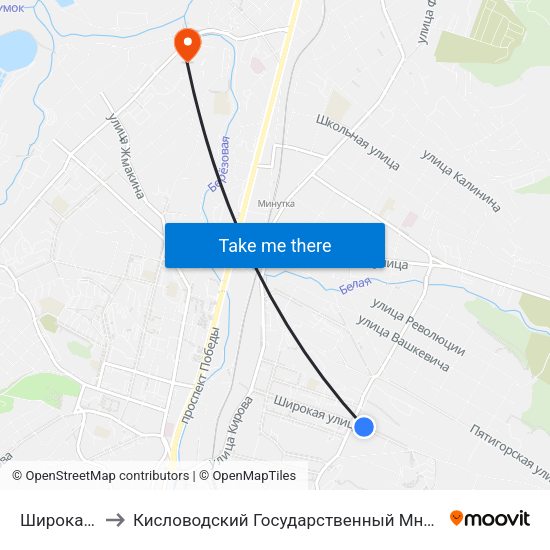 Широкая Улица to Кисловодский Государственный Многопрофильный Техникум map