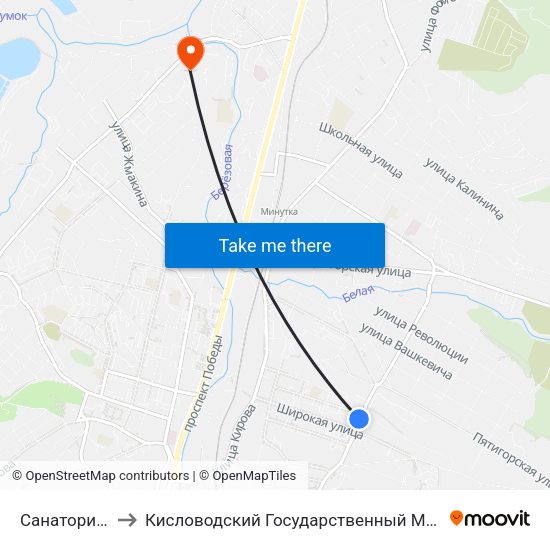 Санаторий Москва to Кисловодский Государственный Многопрофильный Техникум map