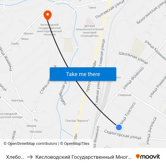 Хлебозавод to Кисловодский Государственный Многопрофильный Техникум map