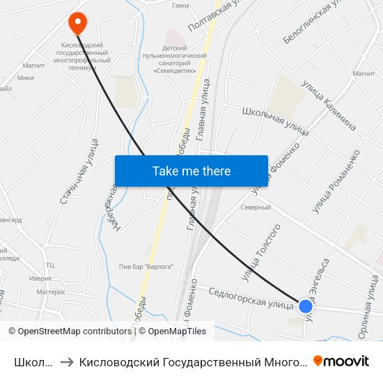 Школа № 8 to Кисловодский Государственный Многопрофильный Техникум map
