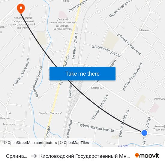 Орлиная Улица to Кисловодский Государственный Многопрофильный Техникум map