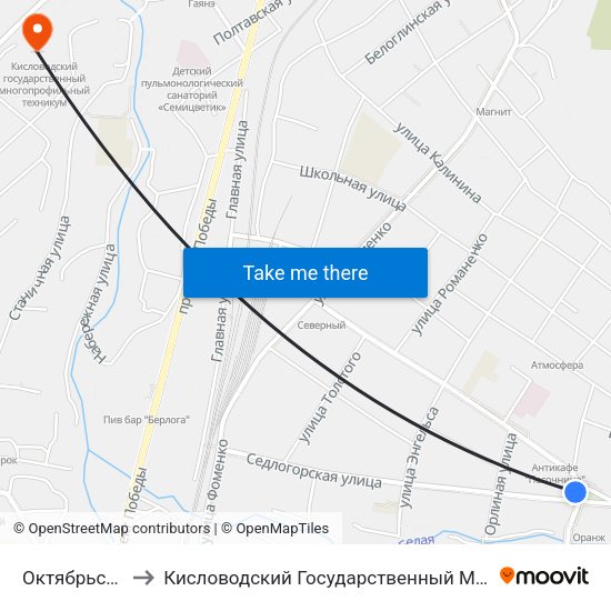 Октябрьская Улица to Кисловодский Государственный Многопрофильный Техникум map