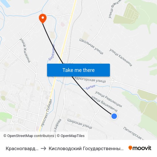 Красногвардейская Улица to Кисловодский Государственный Многопрофильный Техникум map