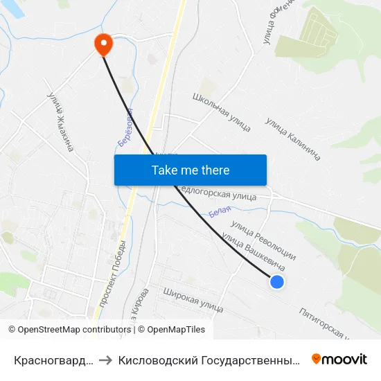 Красногвардейская Улица to Кисловодский Государственный Многопрофильный Техникум map