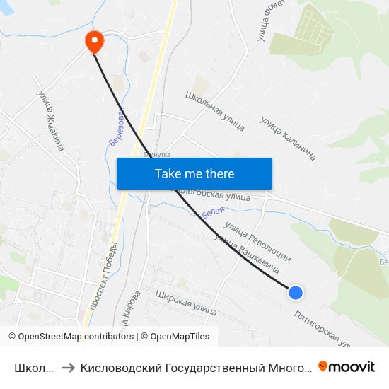 Школа № 7 to Кисловодский Государственный Многопрофильный Техникум map