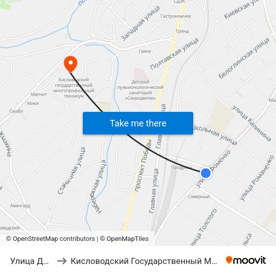Улица Дводненко to Кисловодский Государственный Многопрофильный Техникум map