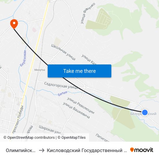 Олимпийский Переулок to Кисловодский Государственный Многопрофильный Техникум map