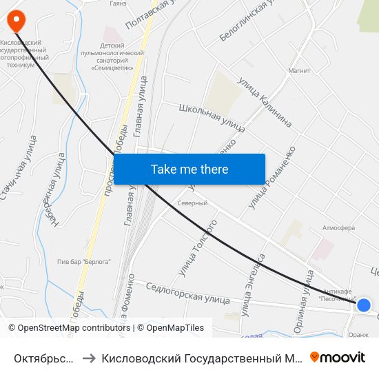 Октябрьская Улица to Кисловодский Государственный Многопрофильный Техникум map