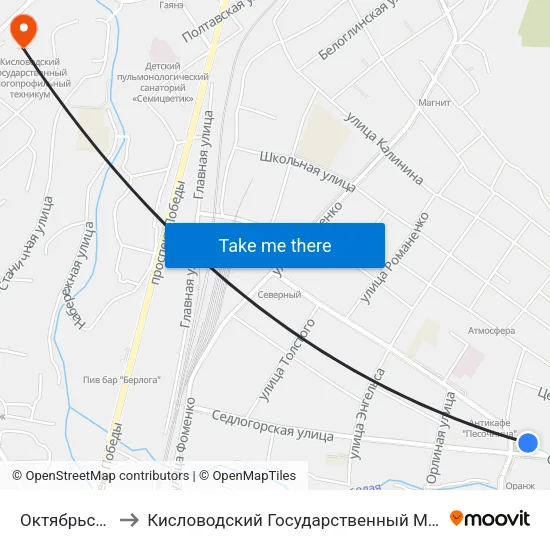 Октябрьская Улица to Кисловодский Государственный Многопрофильный Техникум map