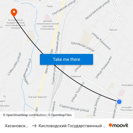 Хасановский Переулок to Кисловодский Государственный Многопрофильный Техникум map