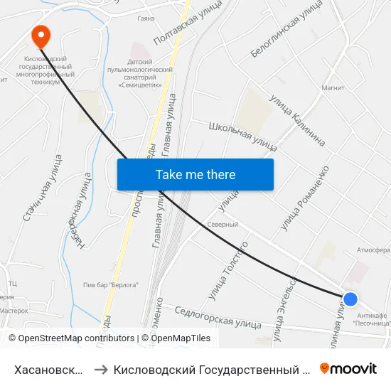 Хасановский Переулок to Кисловодский Государственный Многопрофильный Техникум map