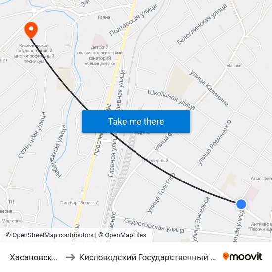 Хасановский Переулок to Кисловодский Государственный Многопрофильный Техникум map
