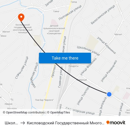 Школа № 8 to Кисловодский Государственный Многопрофильный Техникум map