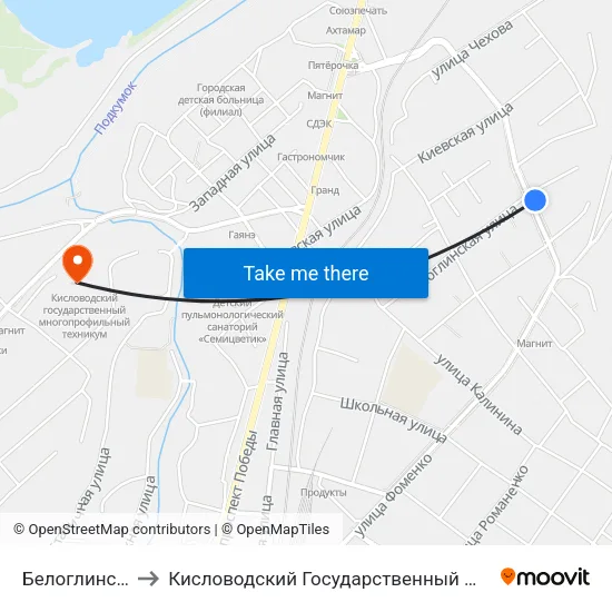 Белоглинская Улица to Кисловодский Государственный Многопрофильный Техникум map