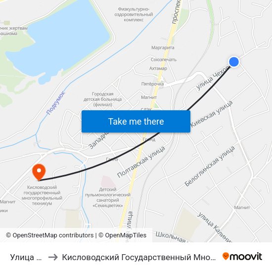 Улица Чехова to Кисловодский Государственный Многопрофильный Техникум map