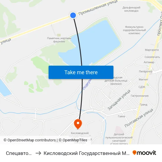 Спецавтохозяйство to Кисловодский Государственный Многопрофильный Техникум map