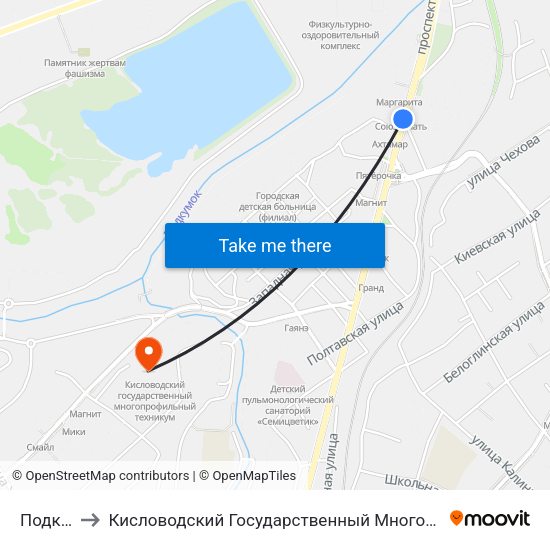 Подкумок to Кисловодский Государственный Многопрофильный Техникум map