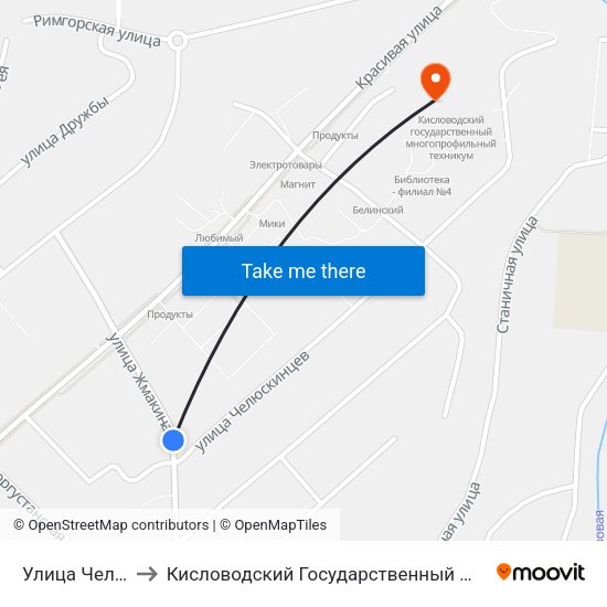 Улица Челюскинцев to Кисловодский Государственный Многопрофильный Техникум map