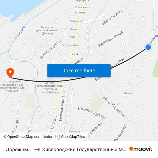 Дорожный Участок to Кисловодский Государственный Многопрофильный Техникум map