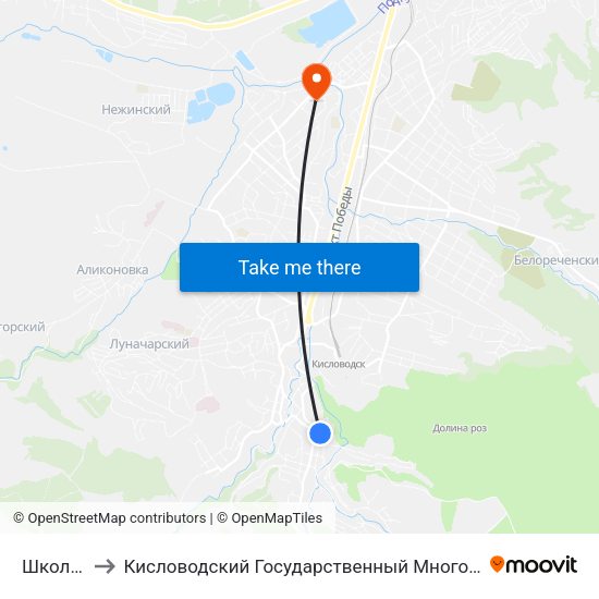 Школа № 1 to Кисловодский Государственный Многопрофильный Техникум map