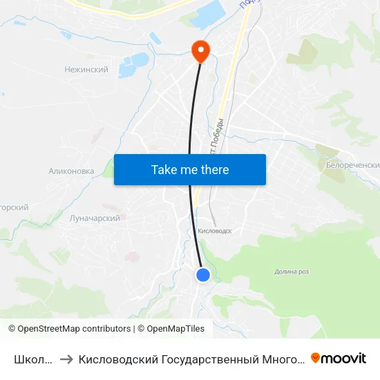 Школа № 1 to Кисловодский Государственный Многопрофильный Техникум map